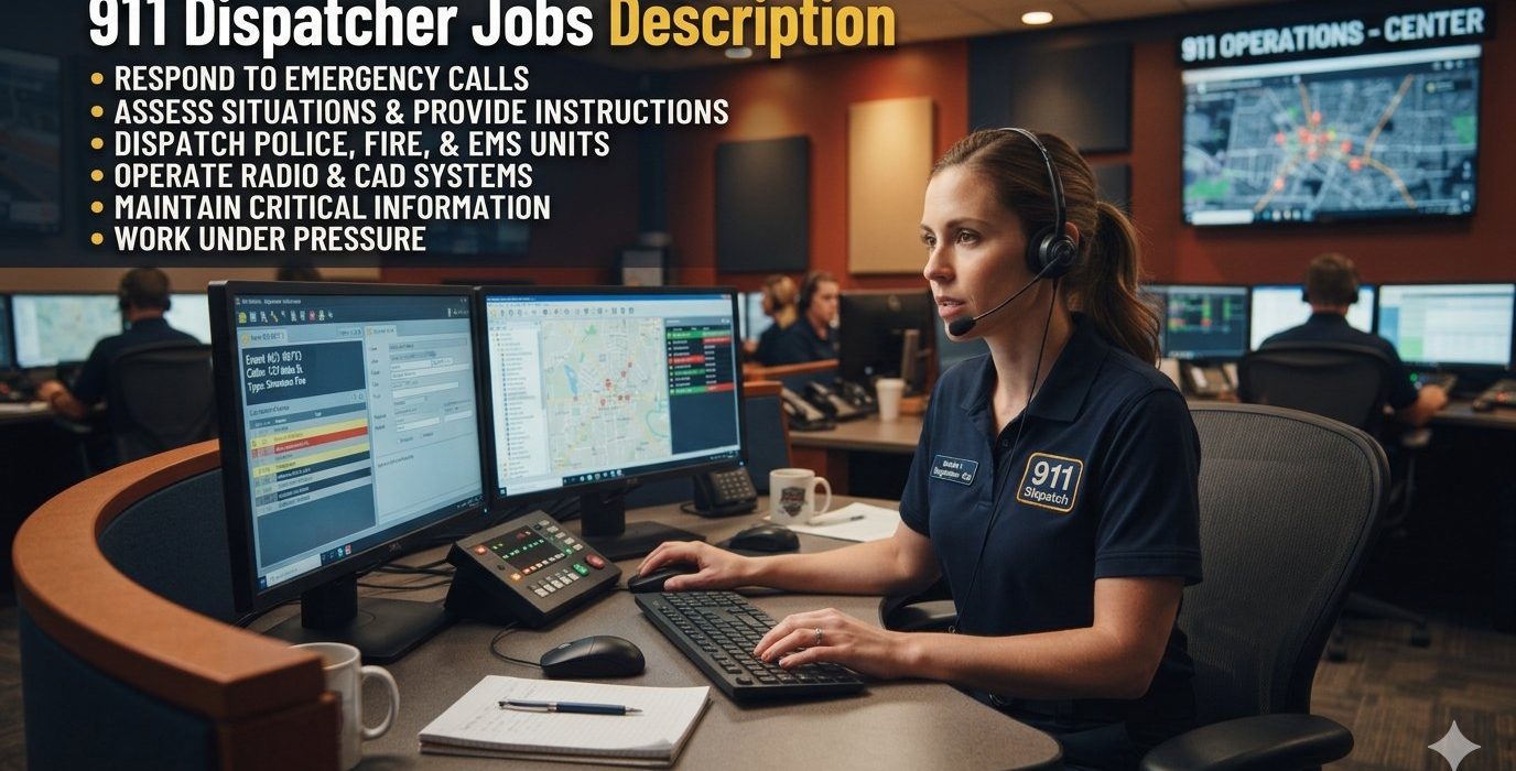 911 dispatcher working at an emergency communications center