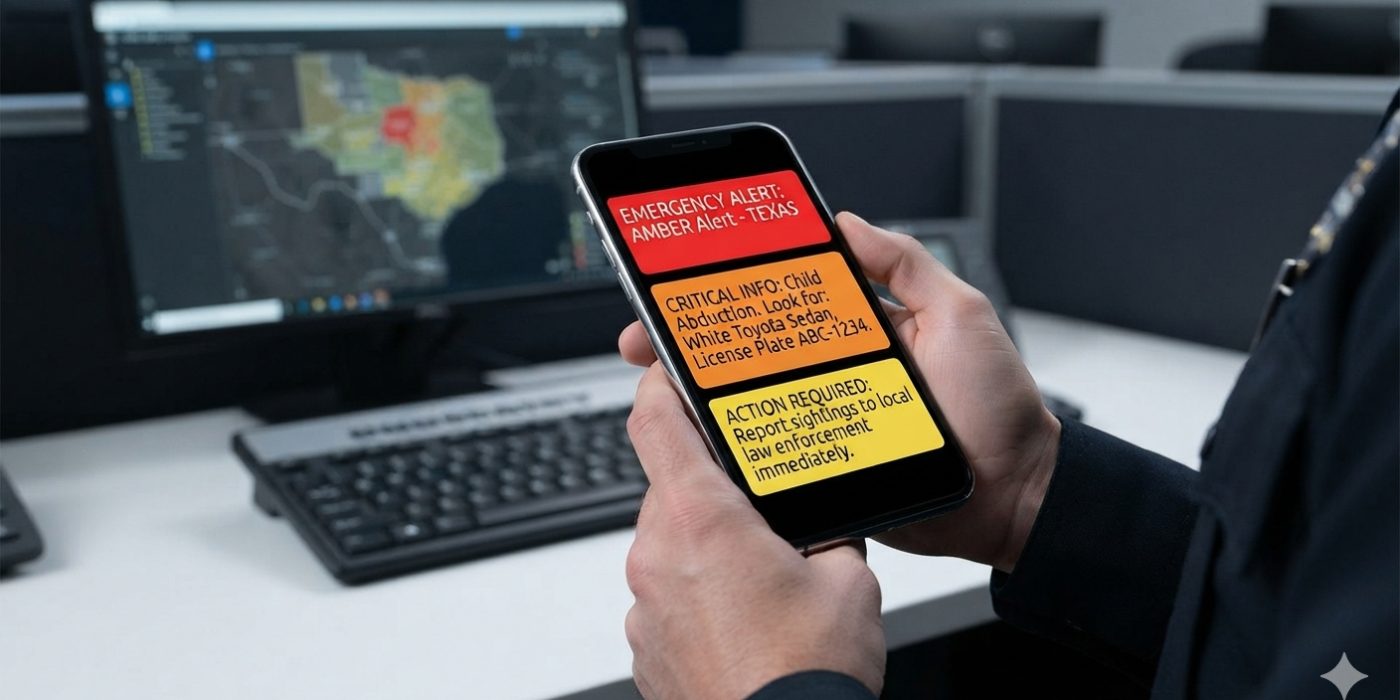 Emergency alert codes displayed on a smartphone